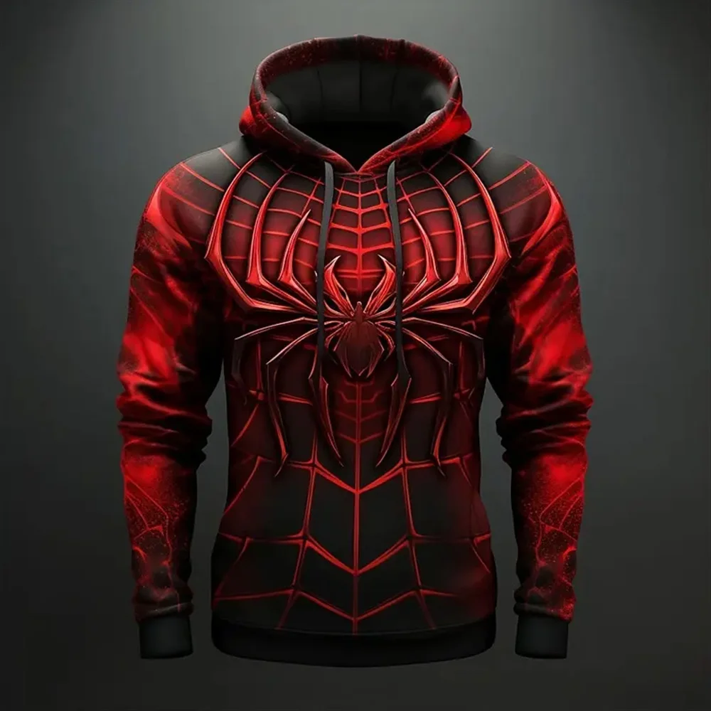 2024 Retro men's sweatshirt 3D spider print casual hoodie spring oversized clothing Harajuku super Dalian hoodie jumper