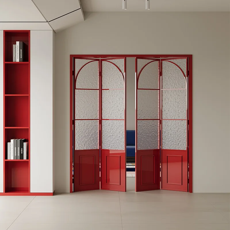 Drzwi składane salon balkon toaleta łazienka toaleta balkon aluminiowe drzwi składane w kolorze czerwonego złota