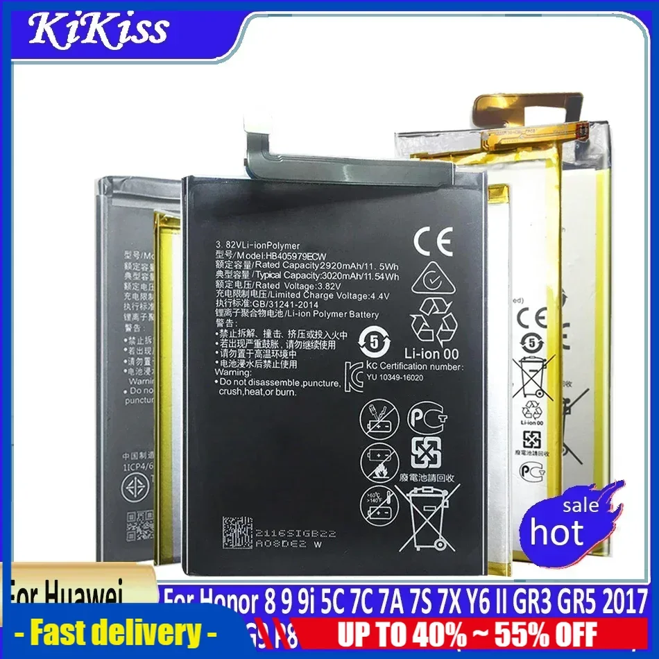 Battery For Huawei Ascend G9 P8 P9 P10 P20 P30 Pro Nova lite plus/For Honor 8 9 9i 5C 7C 7A 7S 7X/Y6 II/GR3 GR5 2017 HB366481ECW