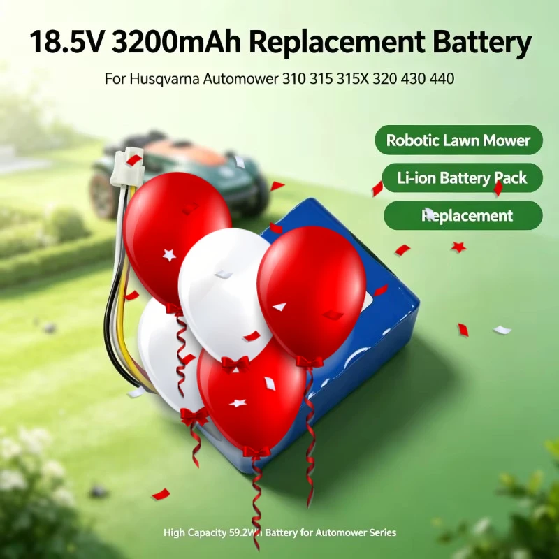 18.5V 3200mAh 59.2Wh Li-ion Battery High Capacity Replacement Pack for Husqvarna Automower 310 Robot Lawn Mower