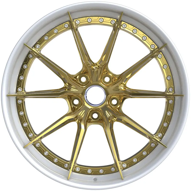 Gold And Silver Color Alloy Wheels 2 Piece Forged Concave Rims Customized For For M3 M4 5x114.3 5x112 5x120 Racing Car Wheel