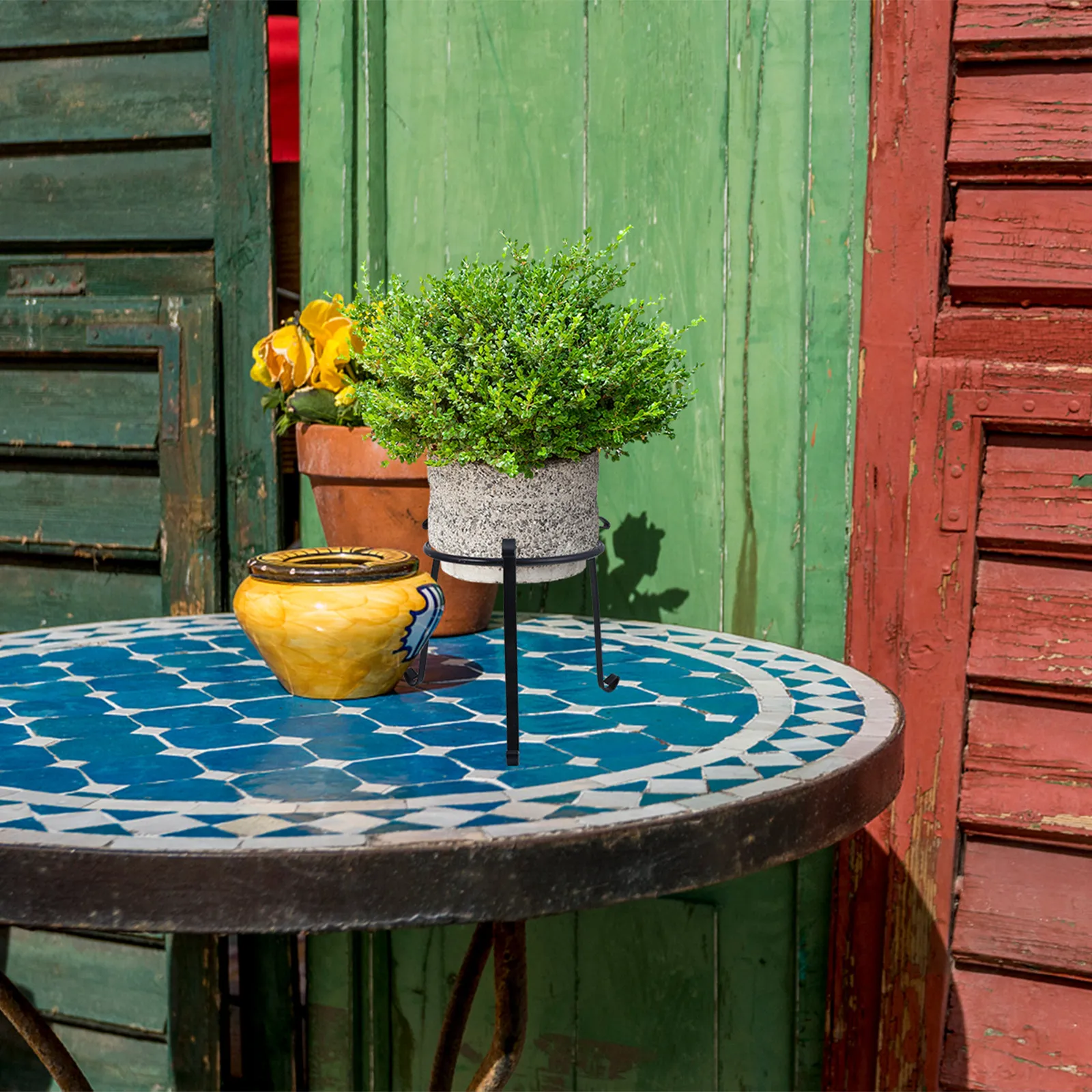 Metal Plant Stand Heavy Duty Iron Flower Pot Holder with 3-Point Stability for Indoor Outdoor Patio Balcony Garden Display Shelf