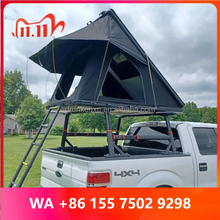 DrunkenXp 2026 Upgrd Double Slots Aluminum Corners Hard Shell Triangle Car Roof Top Tent