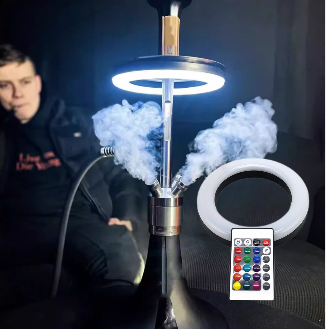 

6 Inches Hookah Ring Light with Remote Control Shisha Nargile Sheesha Narguile Chicha Water Pipe Кальян Lamp Smoking Accessories