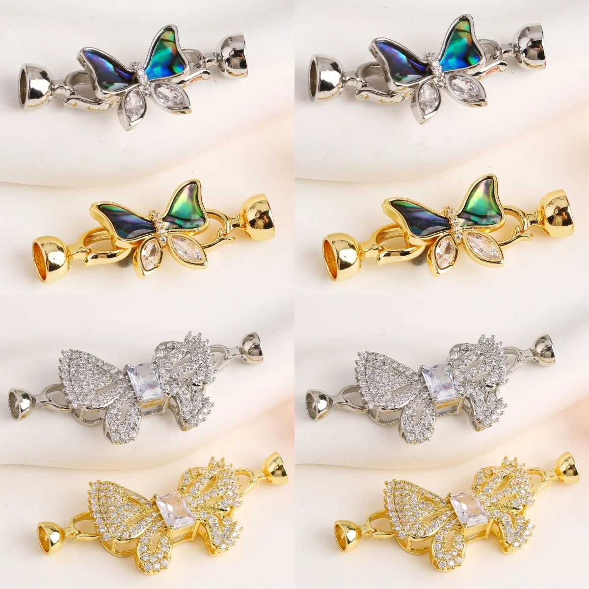 

1PC Gold-plated Brass Premium Jewellery Connector Coloured Shell Zirconia Butterfly Button Pearl Button Handmade DIY Accessories