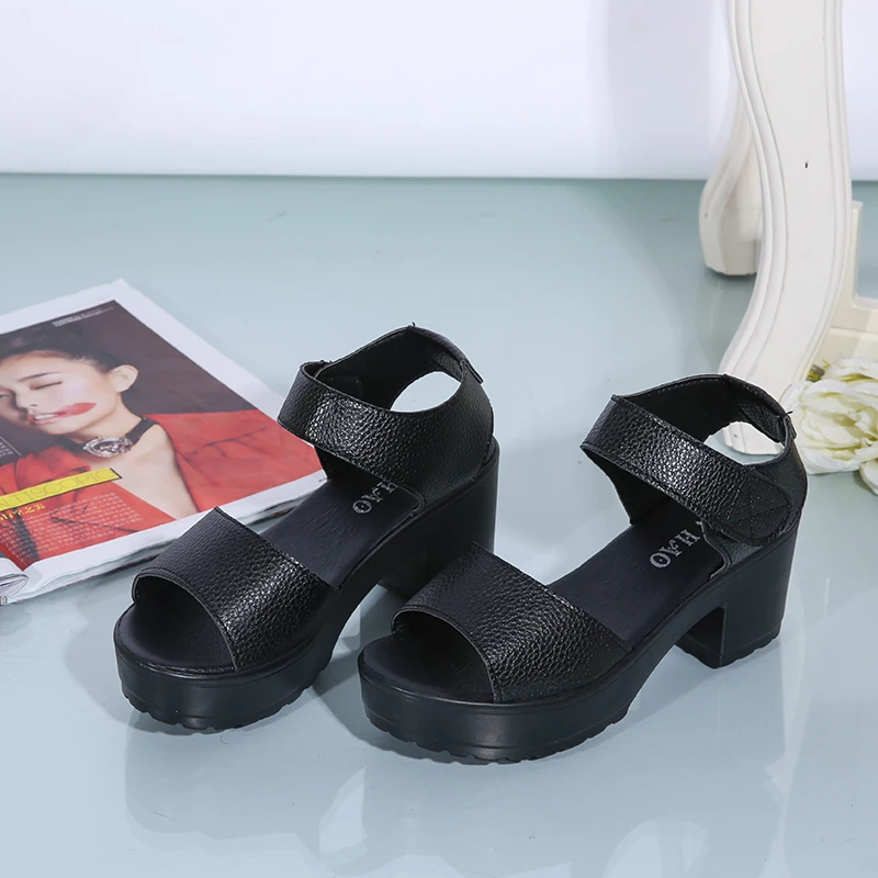 Summer New White High-heeled Women's Sandals Women's Chunky Heel Wedge Platform Sandals Fish Mouth Shoes Roman Sandals for Women