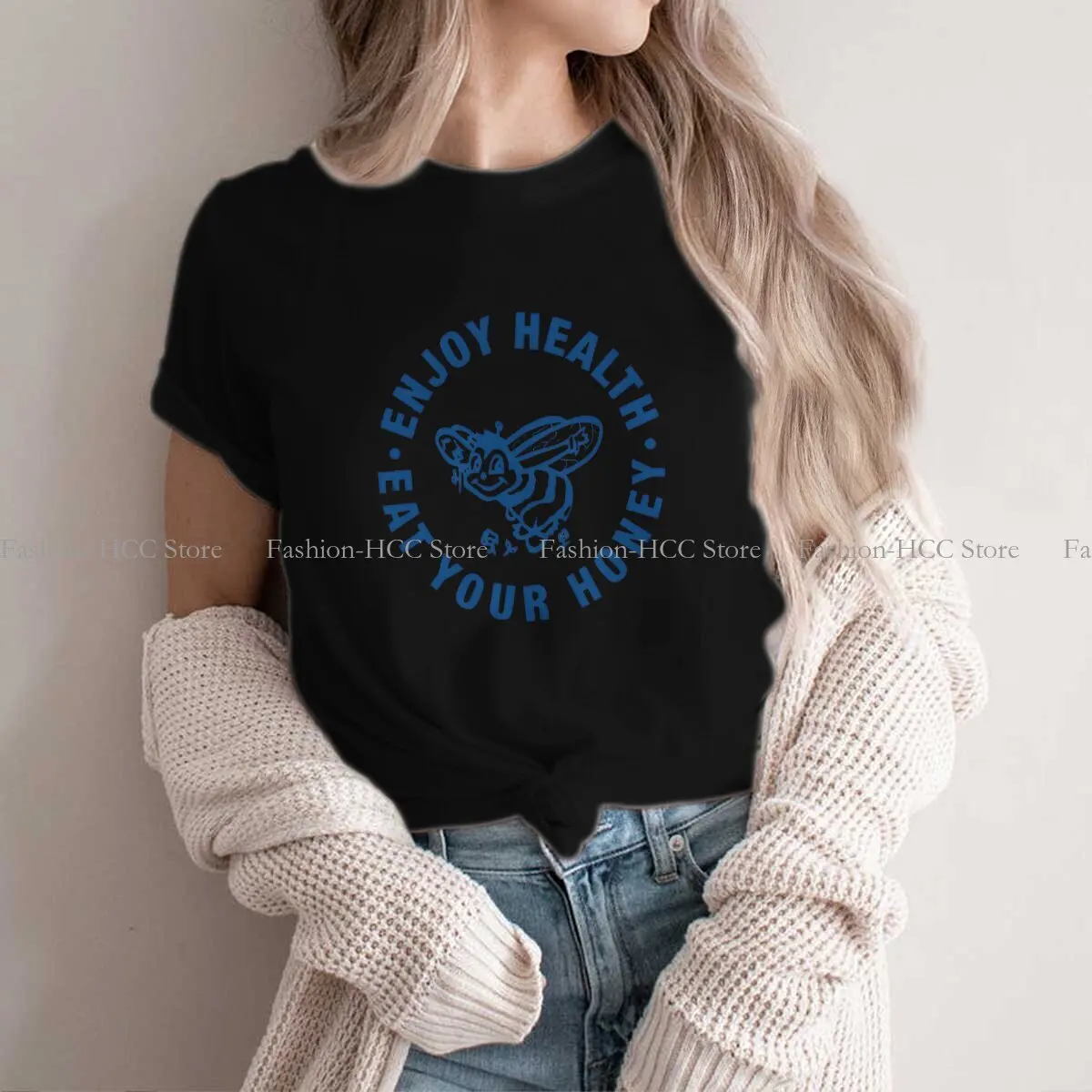 Enjoy Health Eat Your Honey Graphic Polyester TShirt Bee Style Streetwear Leisure T Shirt Female