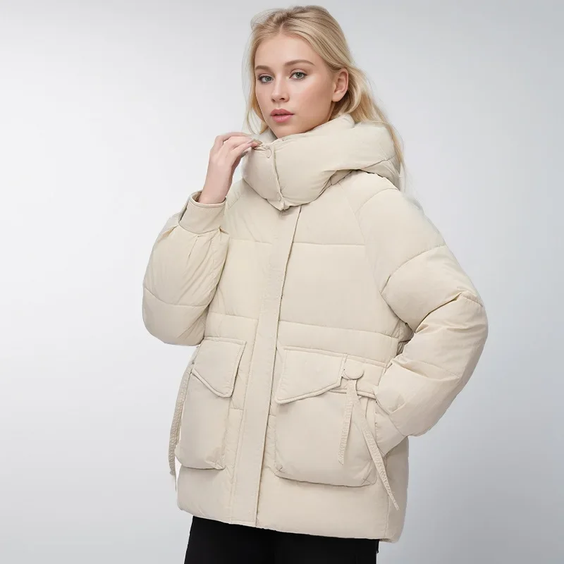 2024 Winter Jacket Parkas Women\'s Hoodie Parka Thick Warm Female Inflatable Student Down Cotton Coat Windproof Snow Overcoat