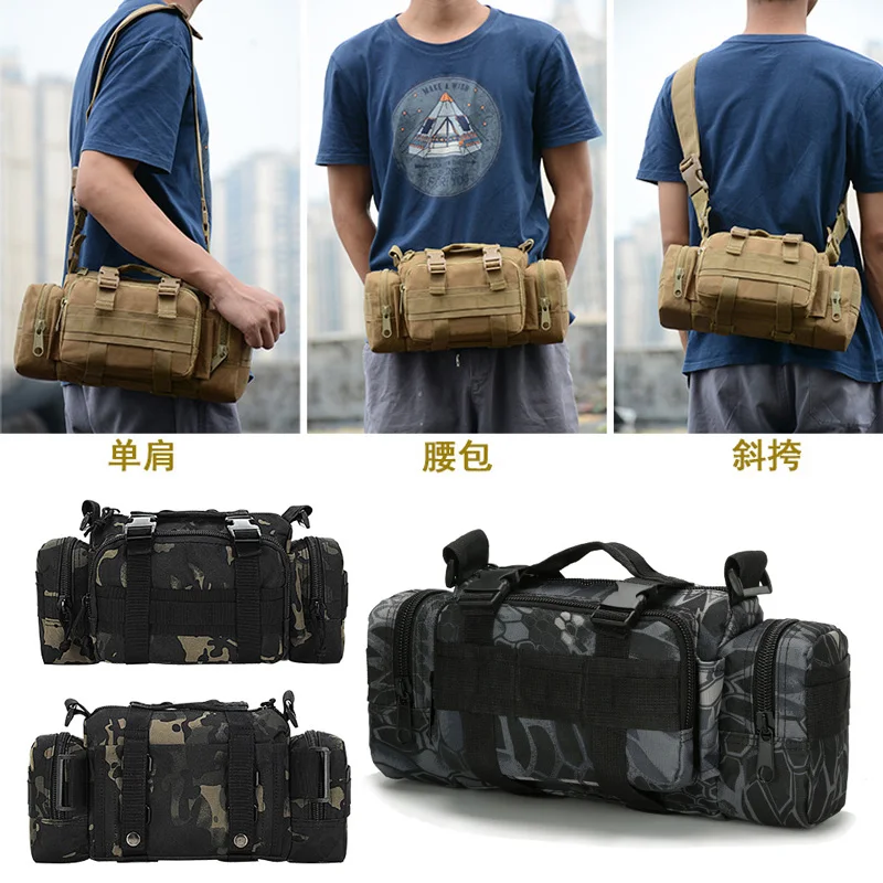 

multi-functional tactical fanny pack, upgraded version of cis-color buckle with oblique span, dark night camouflage riding