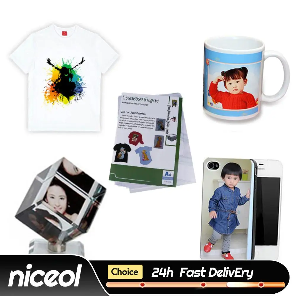 

10pcs Heat Press Print Paper No Need Cutting T-shirt Heat Printing Multifunctional Strong Adhesion for Light Color Fabrics Cloth
