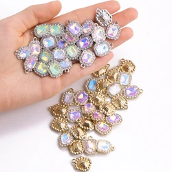 10Pcs Crystal Glass Alloy Zircon Pendant For Women's Bracelets Necklaces Making DIY Luxury Jewelry Accessories Charms Material