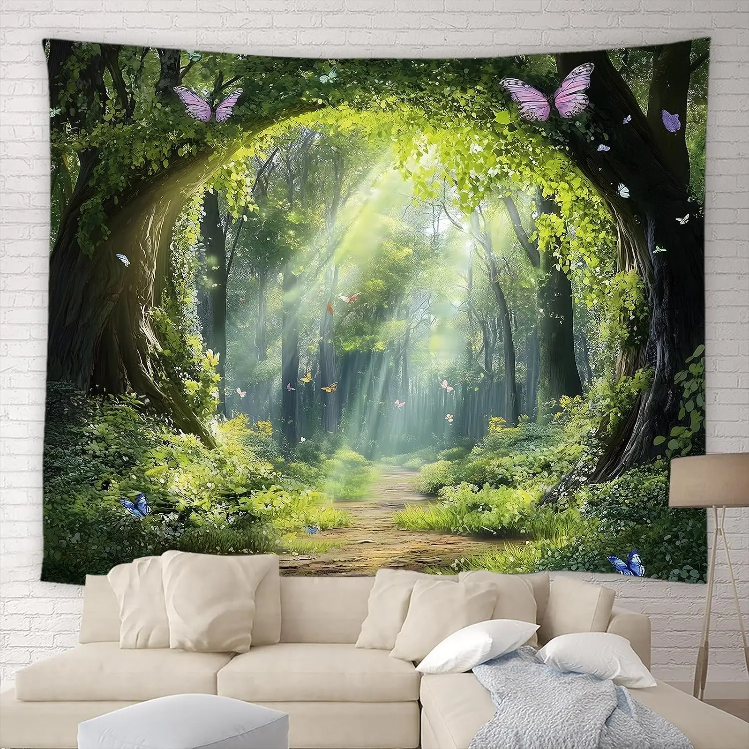 Magical Forest Tapestry Wall Hanging Nature Woodland Sunlight Arch Gateway Decor Art Boho Living Room Jungle Background Print Ab