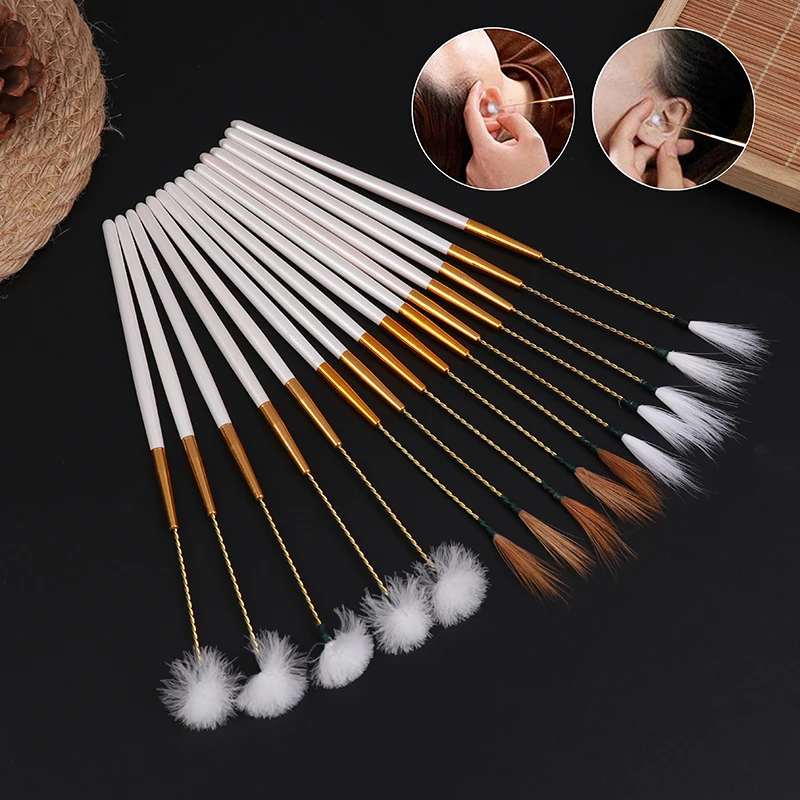 5Pcs Goose Chicken Feather Earpick Wax Remover Curette Ear Dig Tool Spoon Cleaner Stick Ear Care