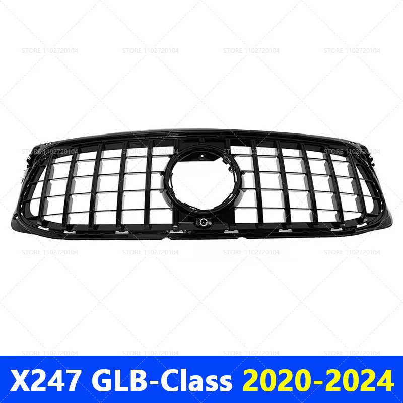 for 2020-2024 X247 GLB-Class Mercedes Benz GLB180 GLB200 GLB250 GT Style Silver Black Upper Bumper Hood Mesh Front Grill Grille