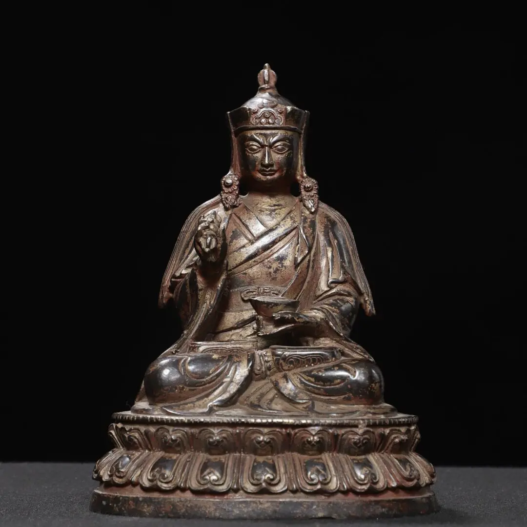 Padmasambhava Guru Rinpoche Pure Copper Gold Plated Antique Tibetan Buddha Home Temple Decor