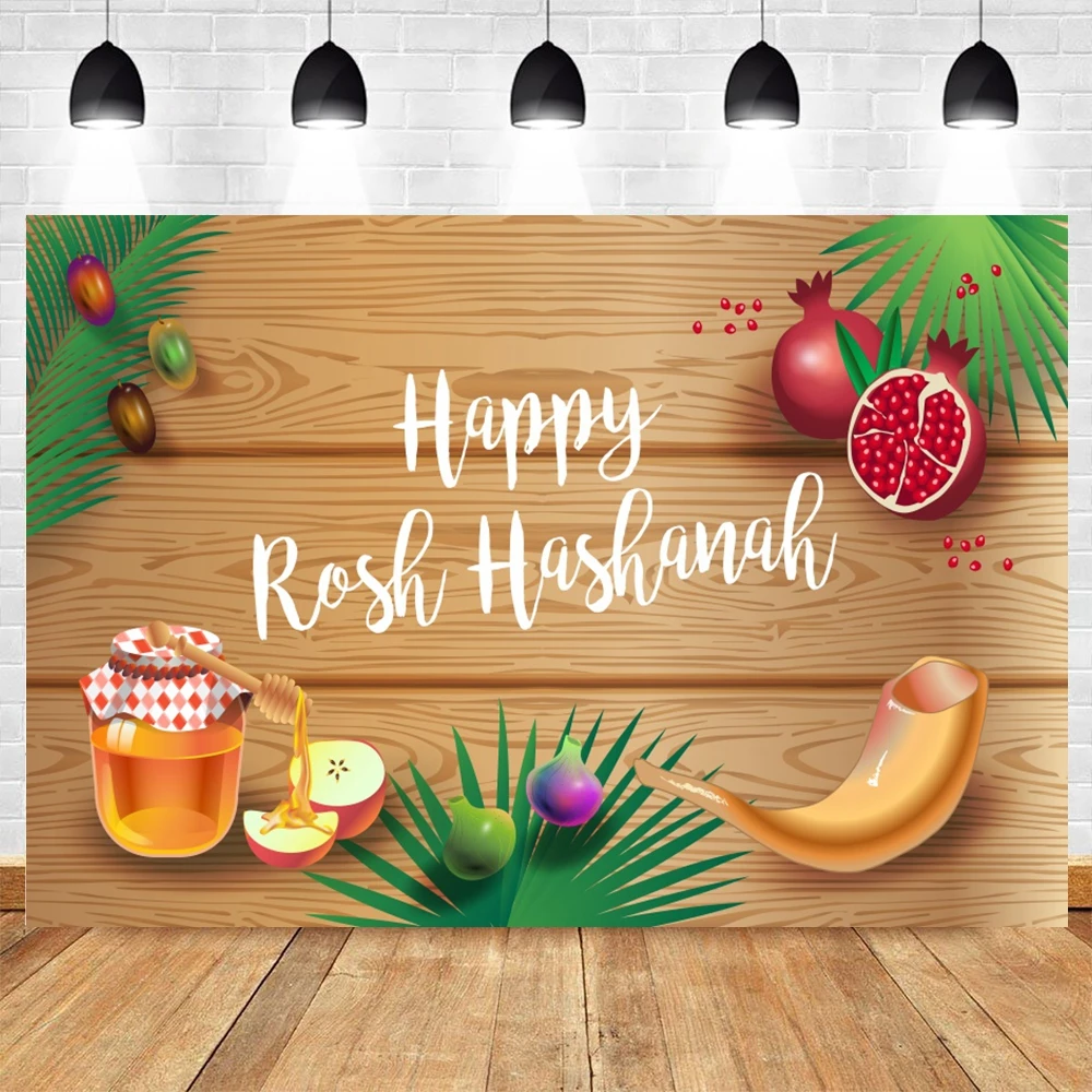 Rosh Hashanah Jewish New Year Backdrop Pomegranate Wheat Apple Honey Photography Background Decor Photo Studio Photoshoot Props