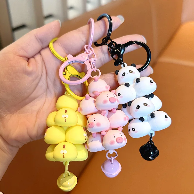 Cartoon Animal Panda Chick Key Chain PVC Cute Pig Pet Paradise Keychain Backpack Pendant Keyring Gifts for Children Women