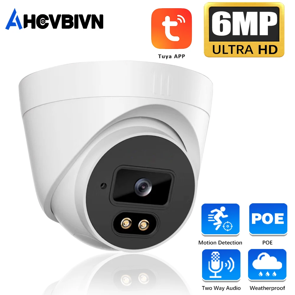

6MP POE IP Camera Outdoor Two-Way Audio Recorder H.265 AI Human Detection Color Night Vision CCTV Surveillance Camera