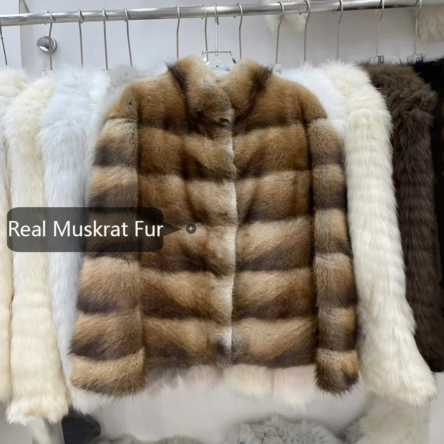 سترات شتوية من فراء المسكرات الحقيقي للنساء معطف فرو طبيعي أنيق فضفاض معطف فرو حقيقي بجناح الخفّاش