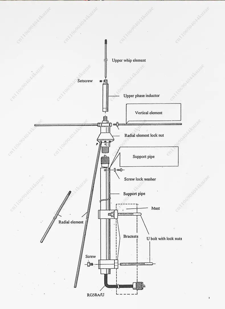 D130 Discone Antenna 25-1300MHz Ultra Wideband, 1.7m for Aviation Reception