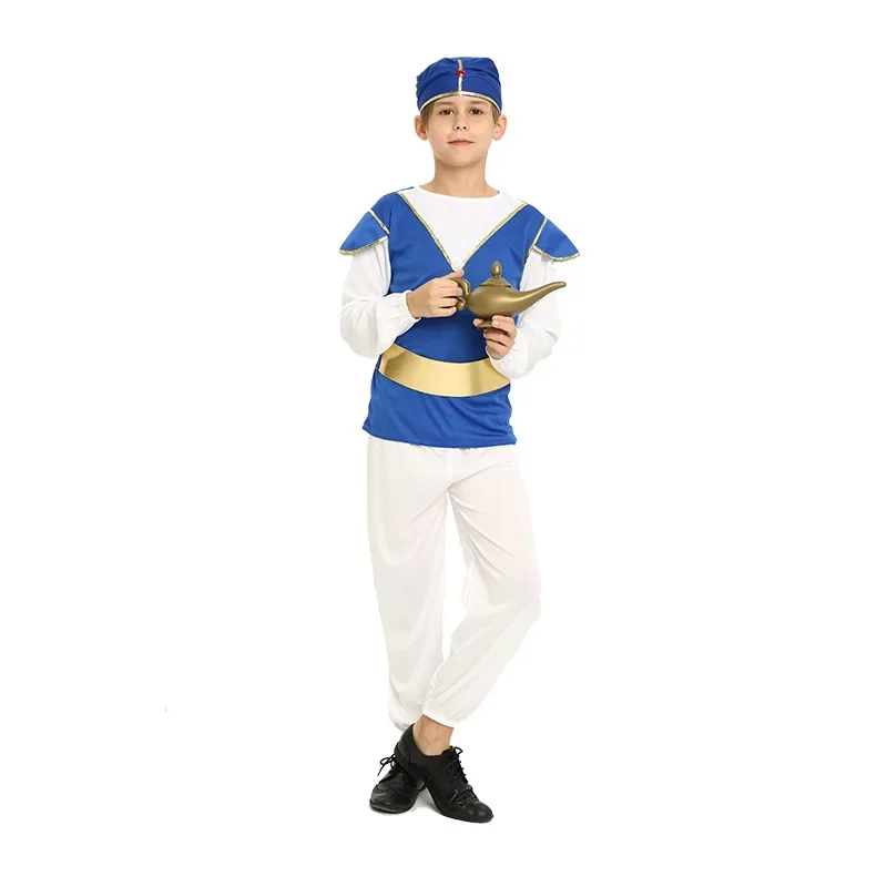 Umorden crianças meninos índia árabe aladdin príncipe cosplay palco desempenho masquerade festa trajes de halloween traje árabe terno