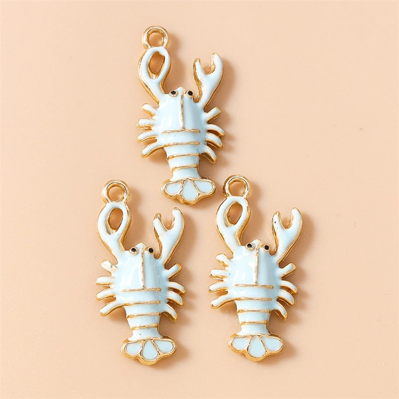 20 Stück 19x25mm Niedliche Meerestier-Anhänger Emaille-Hummel-Charms für Ohrringe Halsketten DIY Handgemachtes Kunsthandwerk Schmuckherstellung – Detail 8