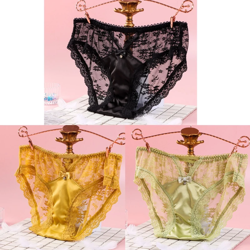 

Women's Seamless Transparent Mesh Breathable Fat Mm Large Size Briefs Summer Smooth and Soft French New Lace Sexy Hollow Panties