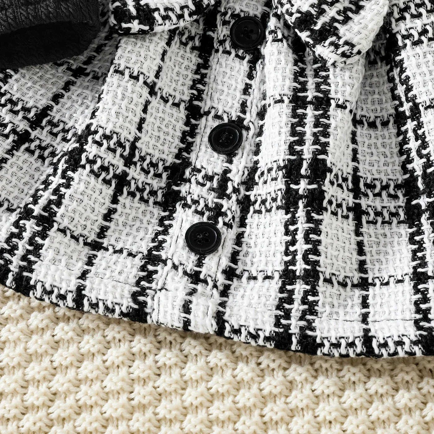 PatPat Baby Girl Solid Rib Knit Ruffle Long-sleeve Spliced Tweed Bow Front Dress Soft and Comfortable Perfect for Outings