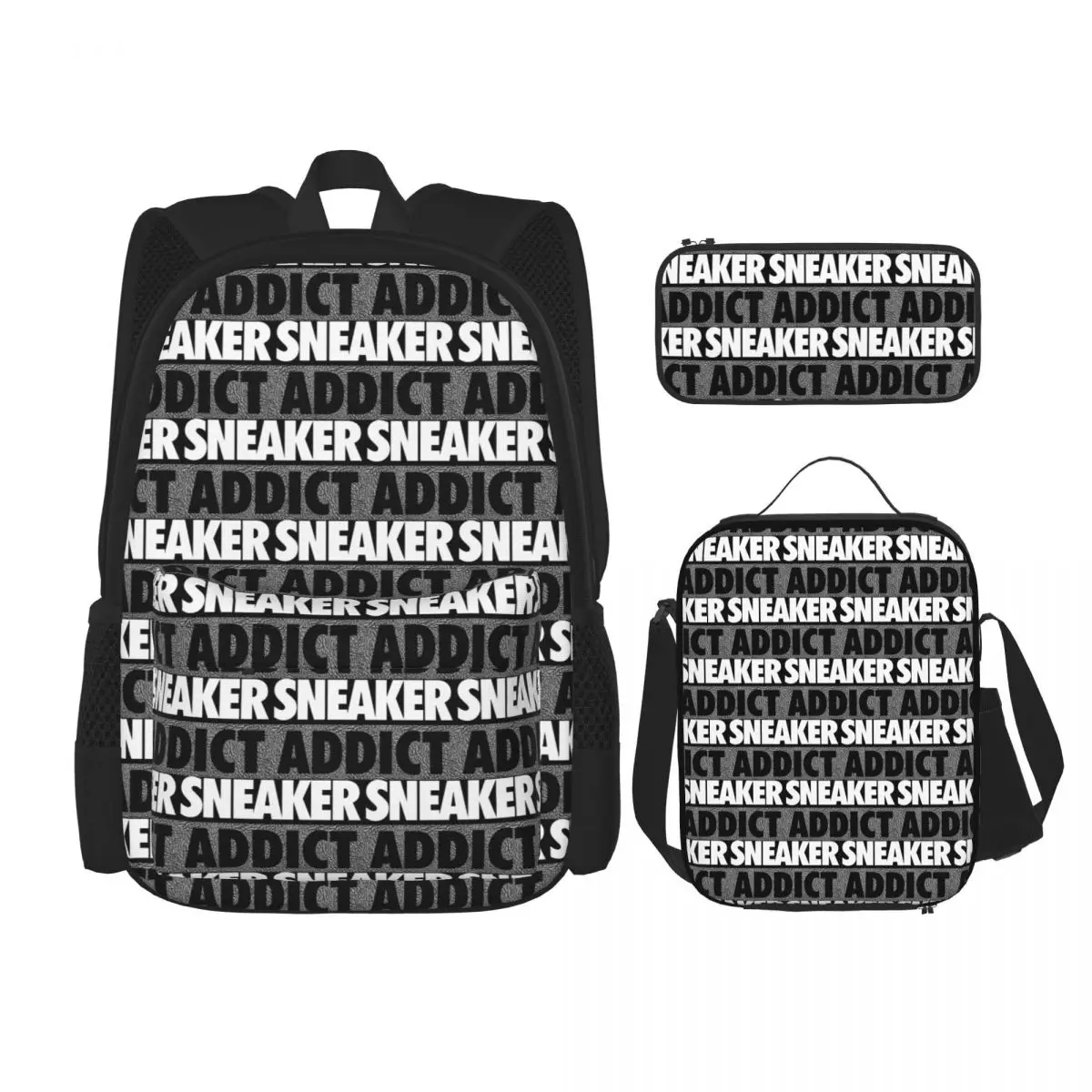 

Sneaker Addict Box Backpacks Boys Girls Bookbag Students School Bags Cartoon Kids Rucksack Lunch Bag Pen Bag Three-Piece Set