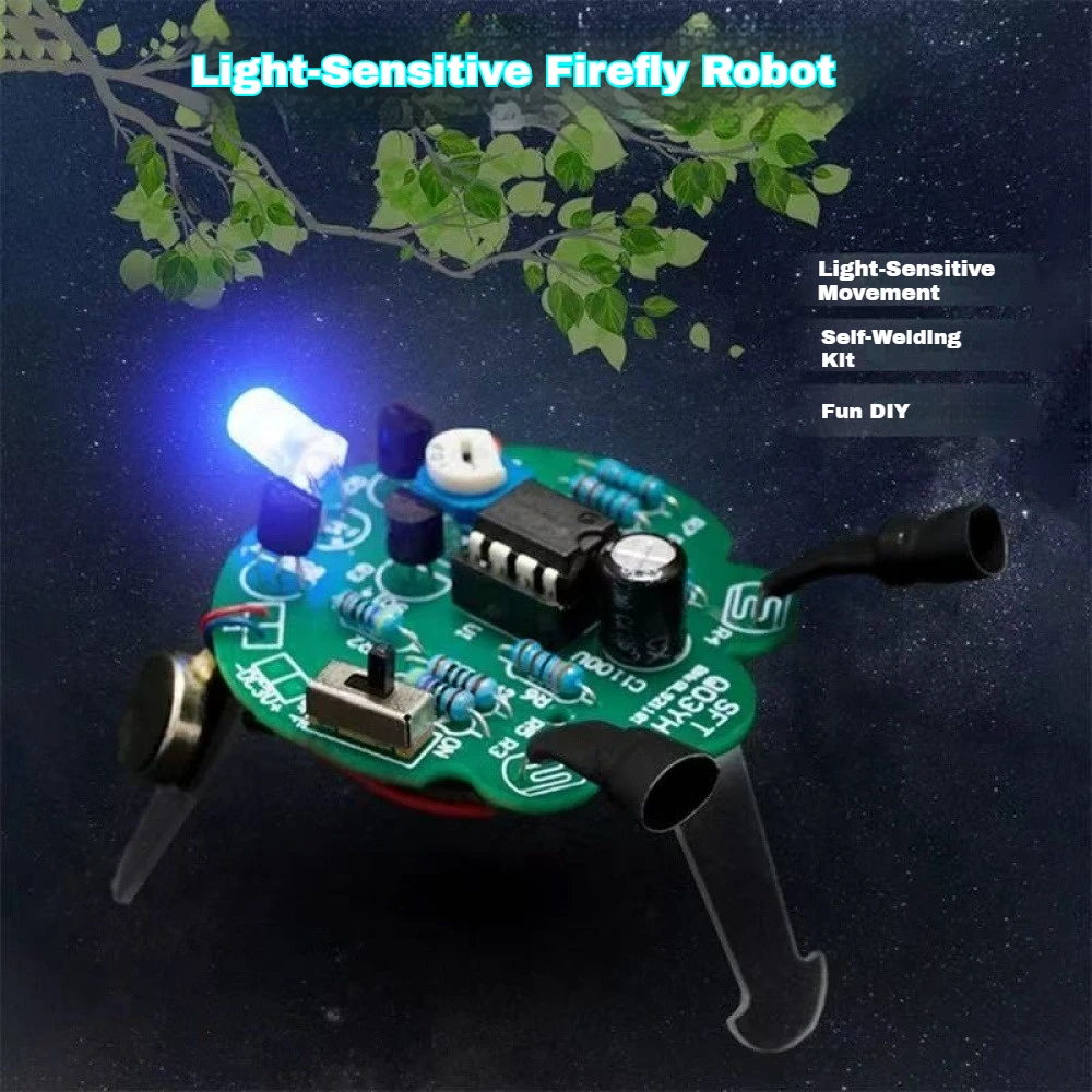 Photosensitive Firefly Kit Mobile Robot Electronic DIY Welding Kit Breathing Light Fun Electronic Manufacturing Circuit Board