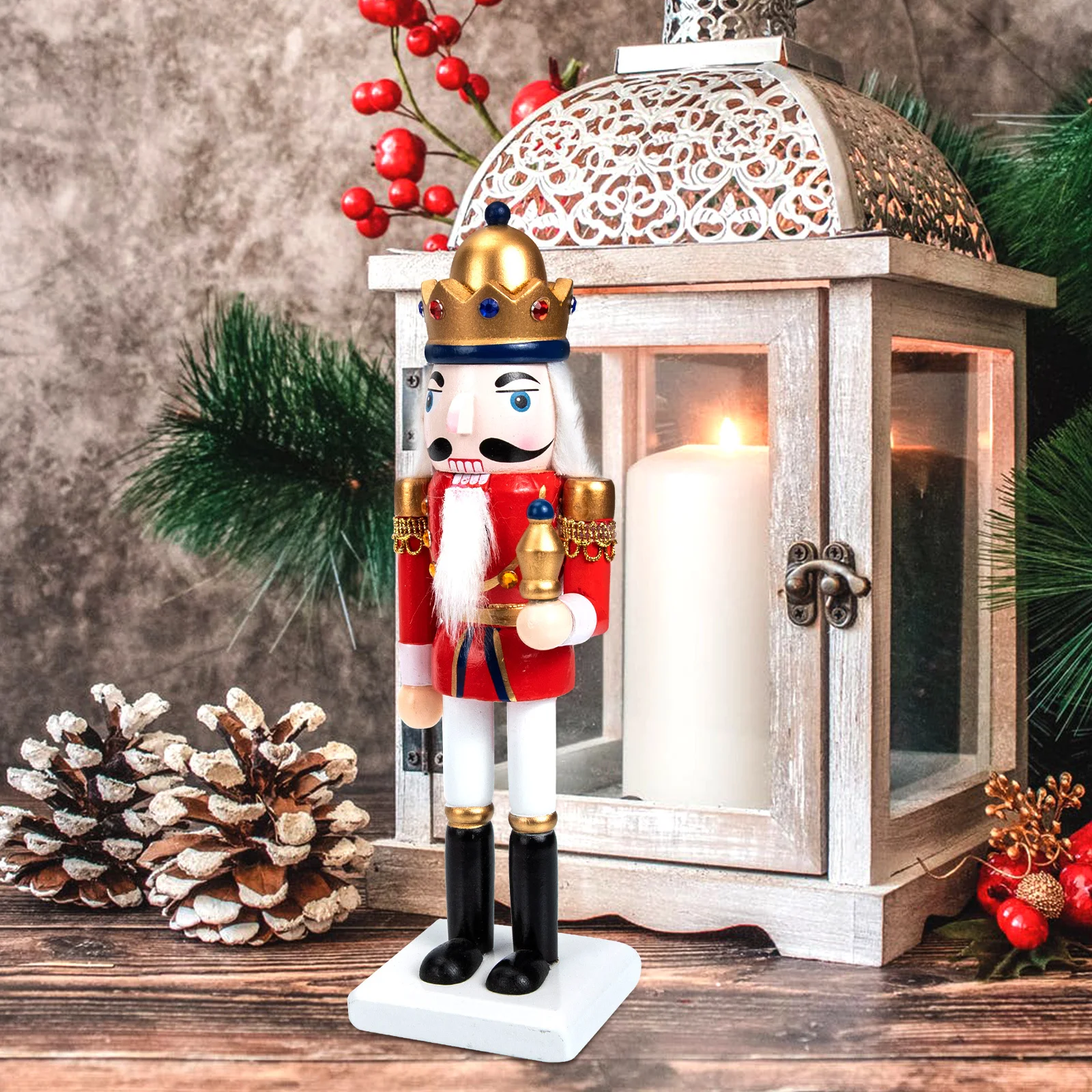 

Creative Wooden Nutcracker Adornment Lovely Home Decor for Table Bookcase Indoor Decoration Christmas Gift