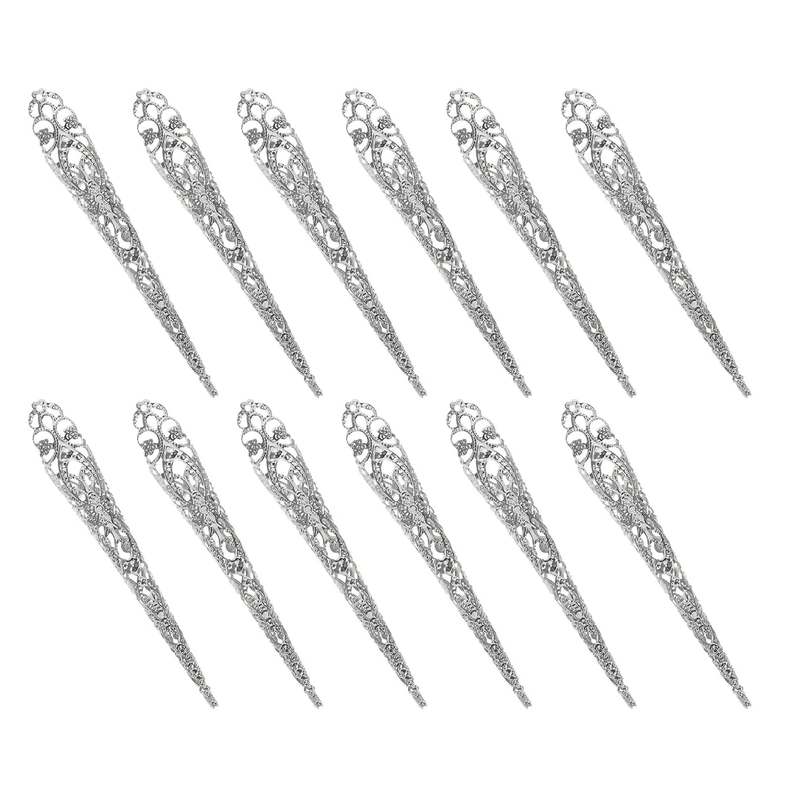 

20Pcs Vintage Fingertip Claw Nail Rings Hollow Design Comfortable Lightweight Fake Claws for Cosplay Party Gothic Jewelry Nail