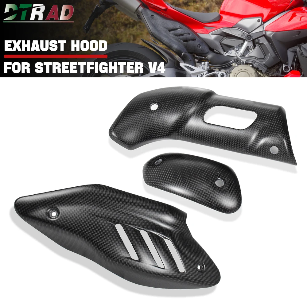 For DUCATI Panigale / Streetfighter V4 V4S 2025 Carbon Fiber Exhaust Hood Insulation Protection Complete Titanium Exhaust System
