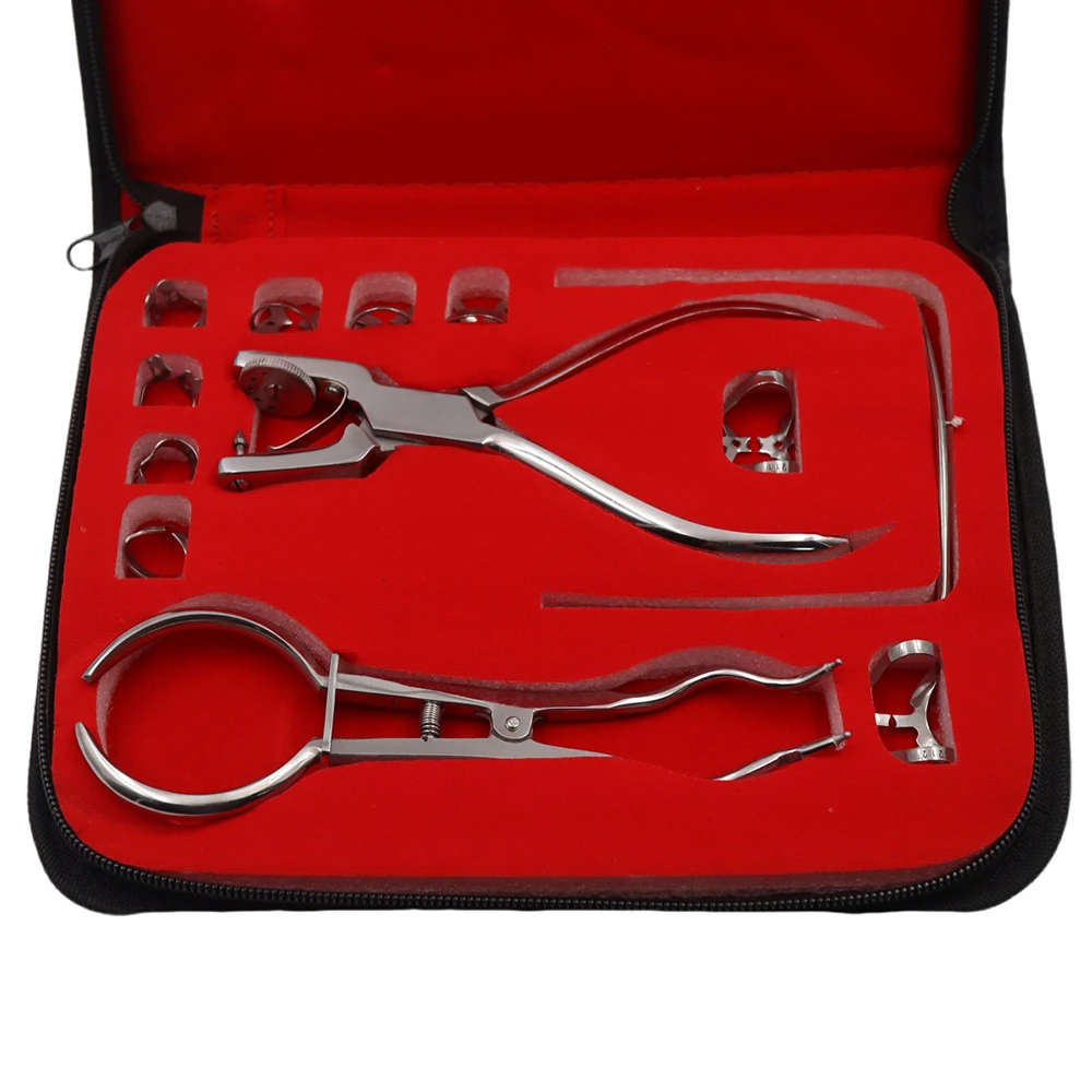 Enhance dental procedures with this 12-piece set of rubber dam perforator puncher pliers for precise orthodontic care