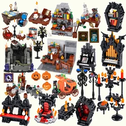 Medieval Witch Hut Building Blocks MOC Mode Magic Potion Bottle Witch's Kitchen Cartography table Toys Brick Gift
