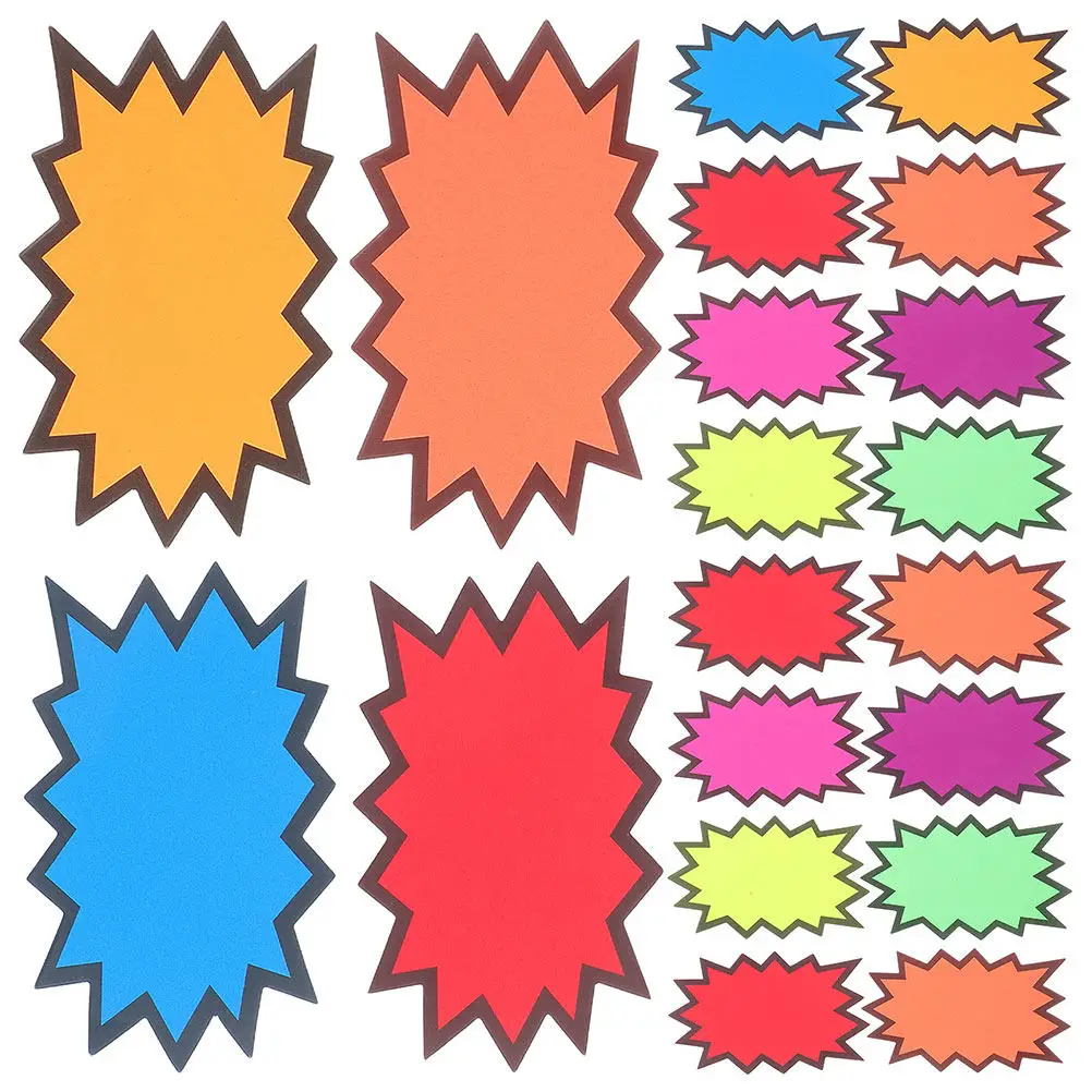 

160Pcs Pop Burst Advertising Tags Fluorescent Colorful Retail Sale Labels for Store Supermarket Garage Sale