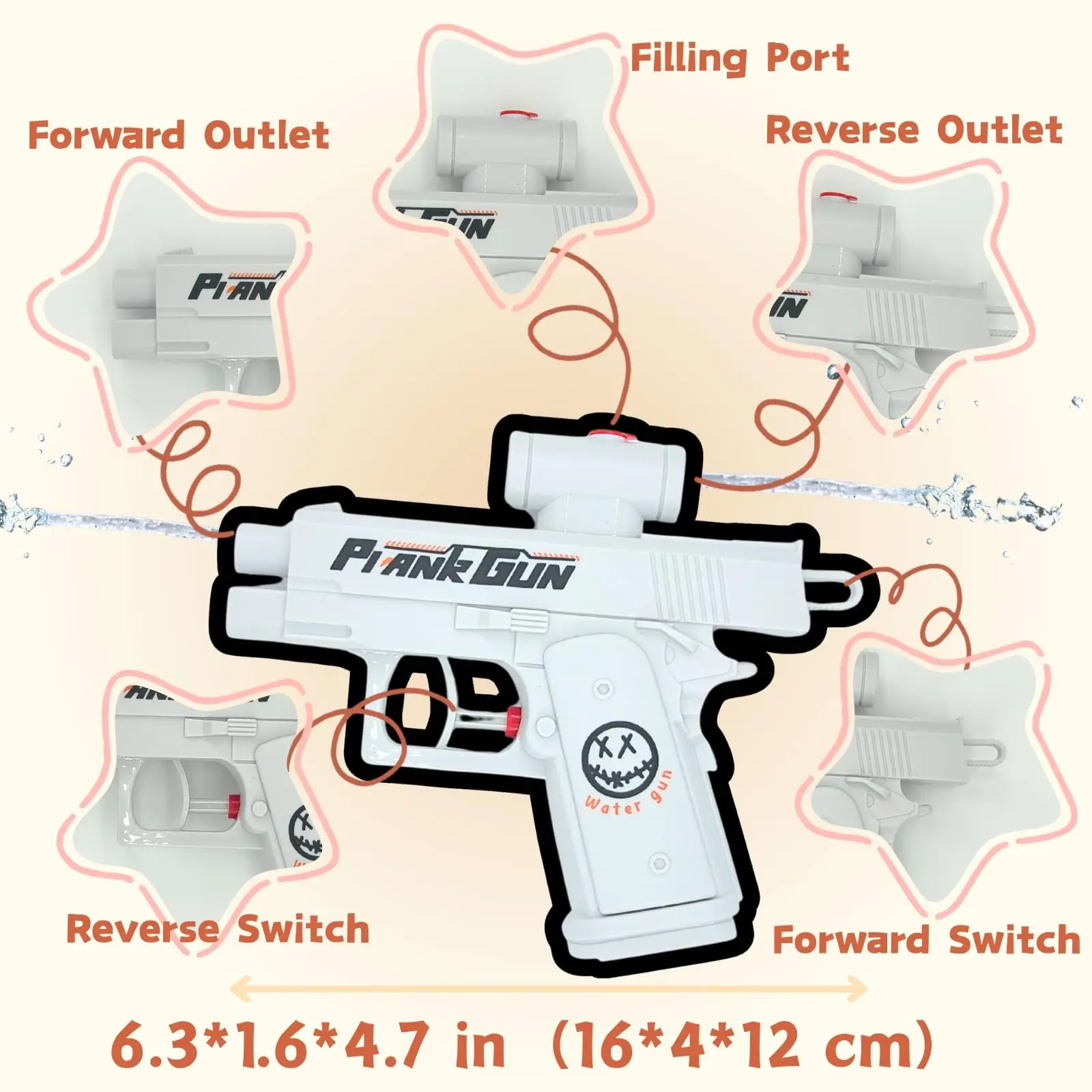 Tweerichtingsversie Waterpistool Prank Waterpistool Stress Grappig speelgoed voor waterfeesten, zomerentertainment, reisbijeenkomsten