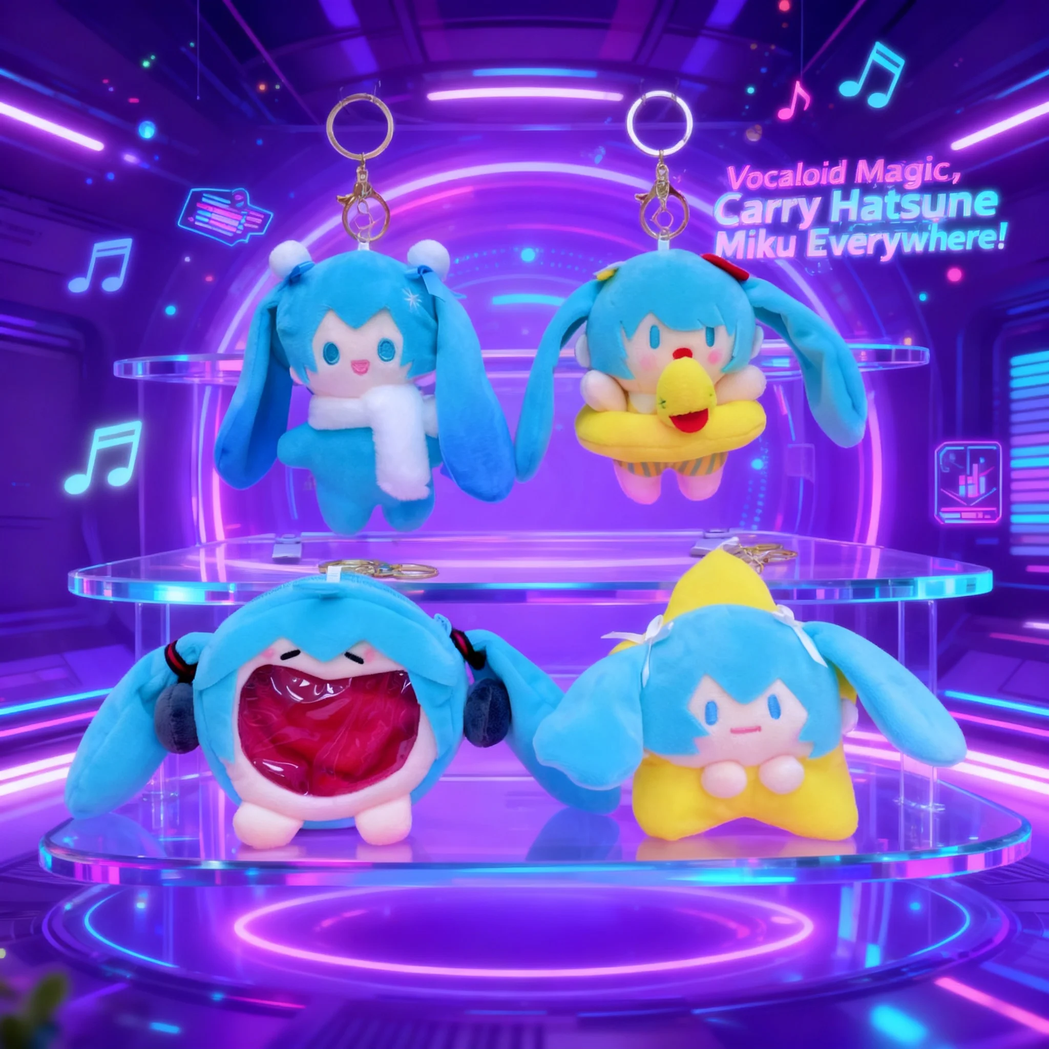 

Cute Cartoon Hatsune Miku Doll Bag Keychain Pendant Coin Purse Premium Claw Machine Plush Toy Anime Figure Collectible Gift