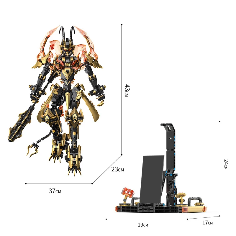 1825PCS Mech Warrior met Stand Bouwstenen Mechanische Armor Robot Figuur Model Ornamenten Bricks Speelgoed Kit voor Kid Gift DG7101