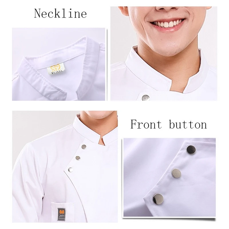 Men's Kitchen Jacket Hotel Restaurant Chef Uniform Short Sleeve Cooking Shirt Coffee Shop Baker Female Waiter Workwear