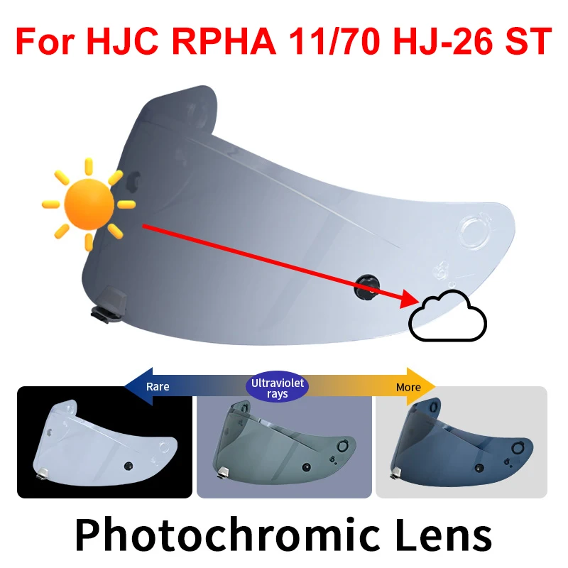 Visera fotocromática para Casco de Moto, protector facial para HJC RPHA 11 PRO RPHA 70 ST HJ-26, Uv Cut