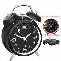 4 Inch Twin Bell Loud Alarm Clock Luminous Non-Ticking Student Alarm Clock Metal Frame Silent Strong Wake-up Table Clock Bedroom