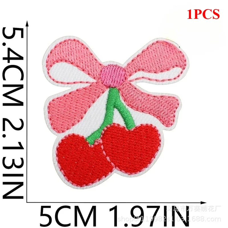 أغطية الرأس فستان القوس التطريز القماش ملصق الملابس حقيبة التصحيح ملصق الكرز القوس الكمبيوتر التطريز التسمية الكي #3