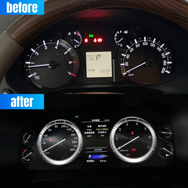 ينطبق على مجموعة لوحة العدادات LCD Toyotaa Prado للتعديل الداخلي عالي الوضوح