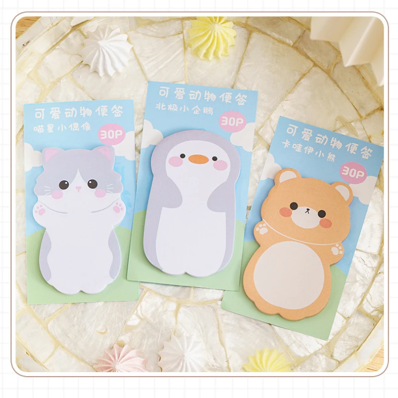 6 pcs/lot Kawaii Cartoon Penguin Rabbit Animals Memo Pad Sticky Notes Memo Notebook N Times Cute Stationery School Supplies