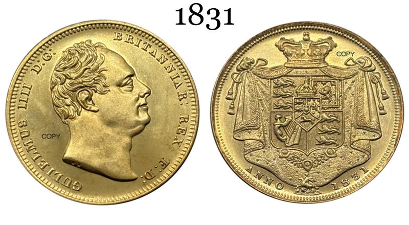 المملكة المتحدة 1831 آنو 2 جنيه ويليام IV هانوفر الملك عملة ذهبية النحاس معدن عملة تذكارية Ww2 Moneda عملات قابلة للجمع