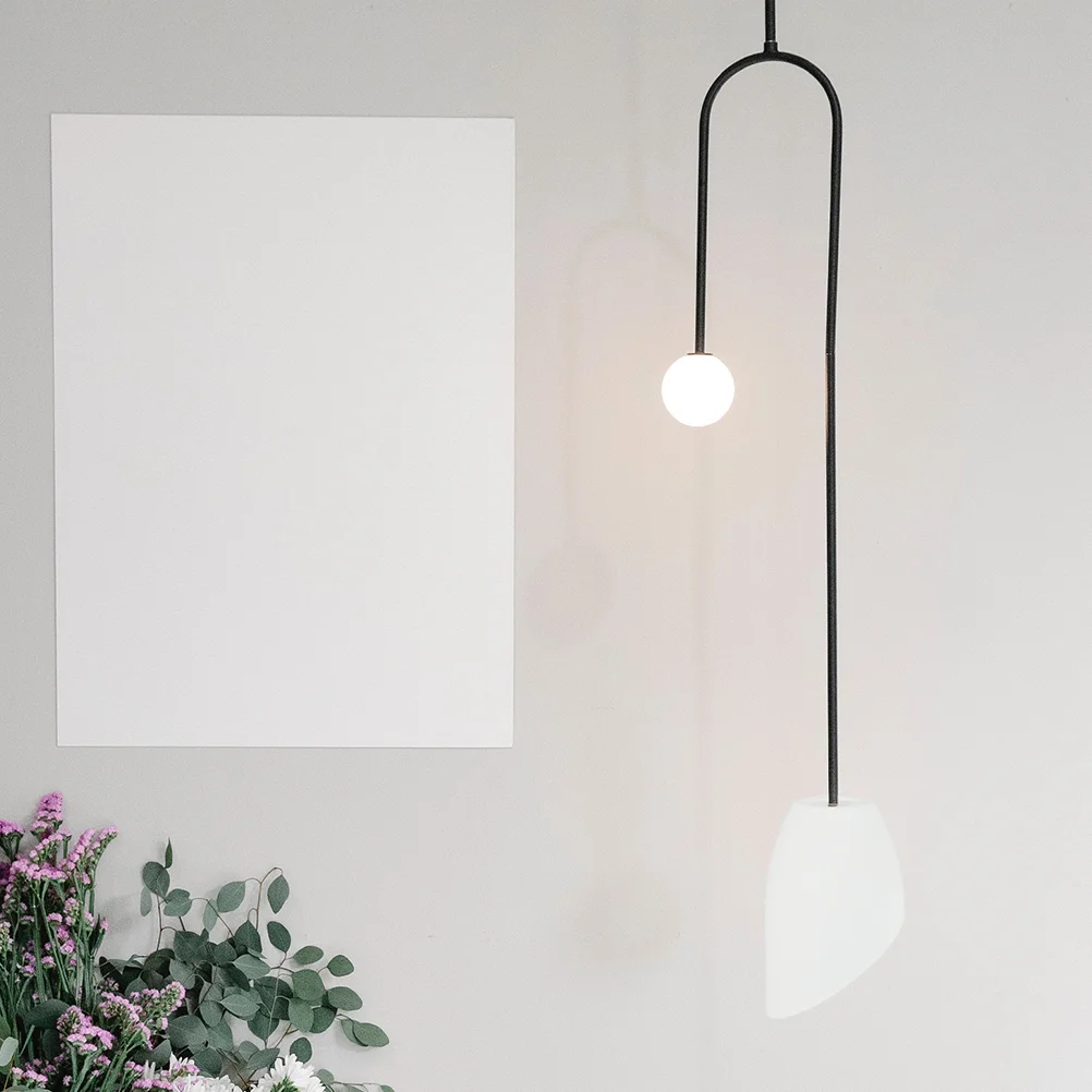 2 Pcs Angled Horseshoe Lampshade Pendant Light Rattan Shades for Wall Bedside Table Small