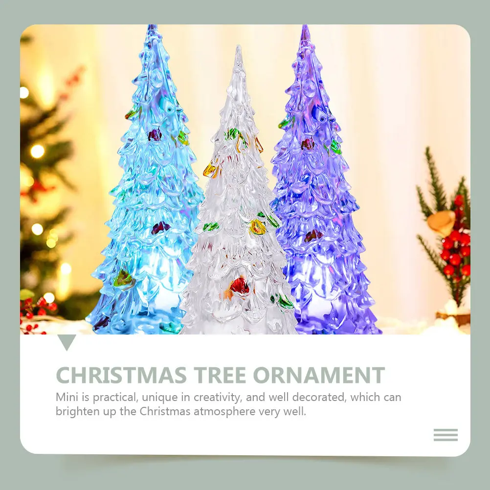 

Набор из 6 миниатюрных светодиодных ночников в виде рождественских елок, креативные светящиеся акриловые украшения для новогодних вечеринок, праздничный декор