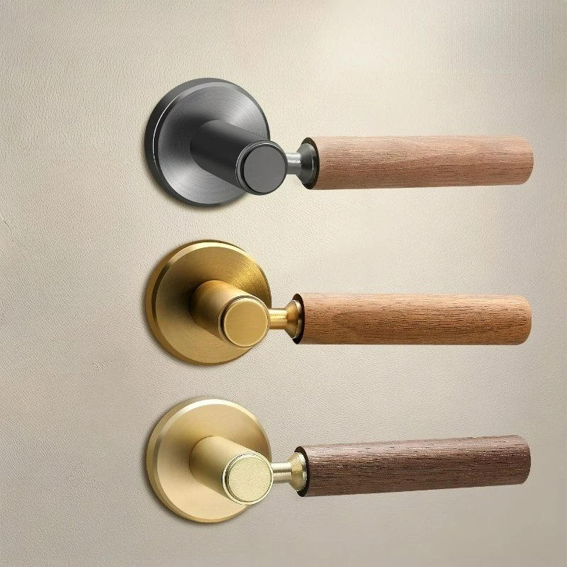 Retro Chinese Style Walnut Bedroom Door Lock, Household Interior Door, Silent Universal Split Lock