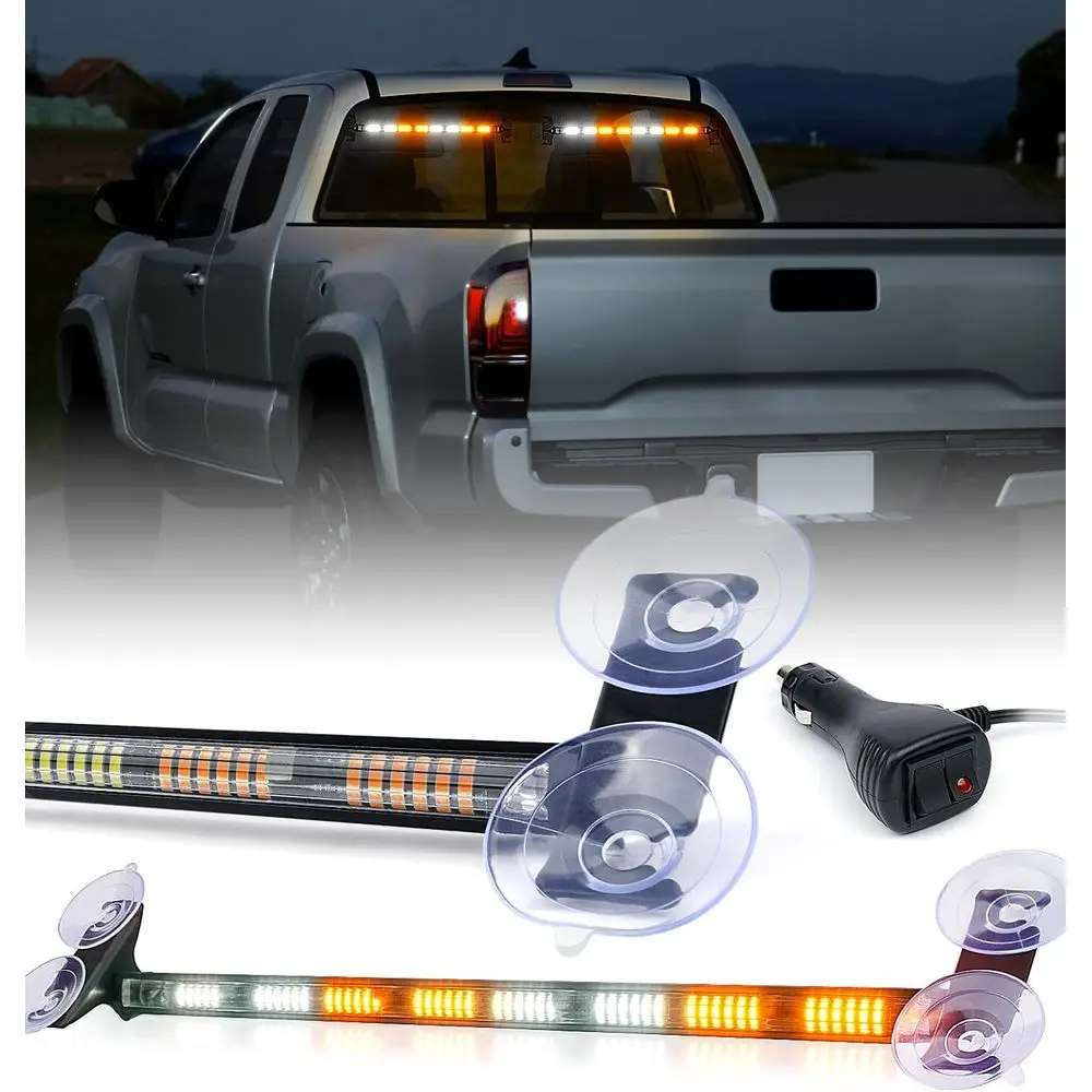 

Emergency LED Light Bar for Work Trucks - 96 LEDs, Ultrathin, Directional Flashing, White & Amber
